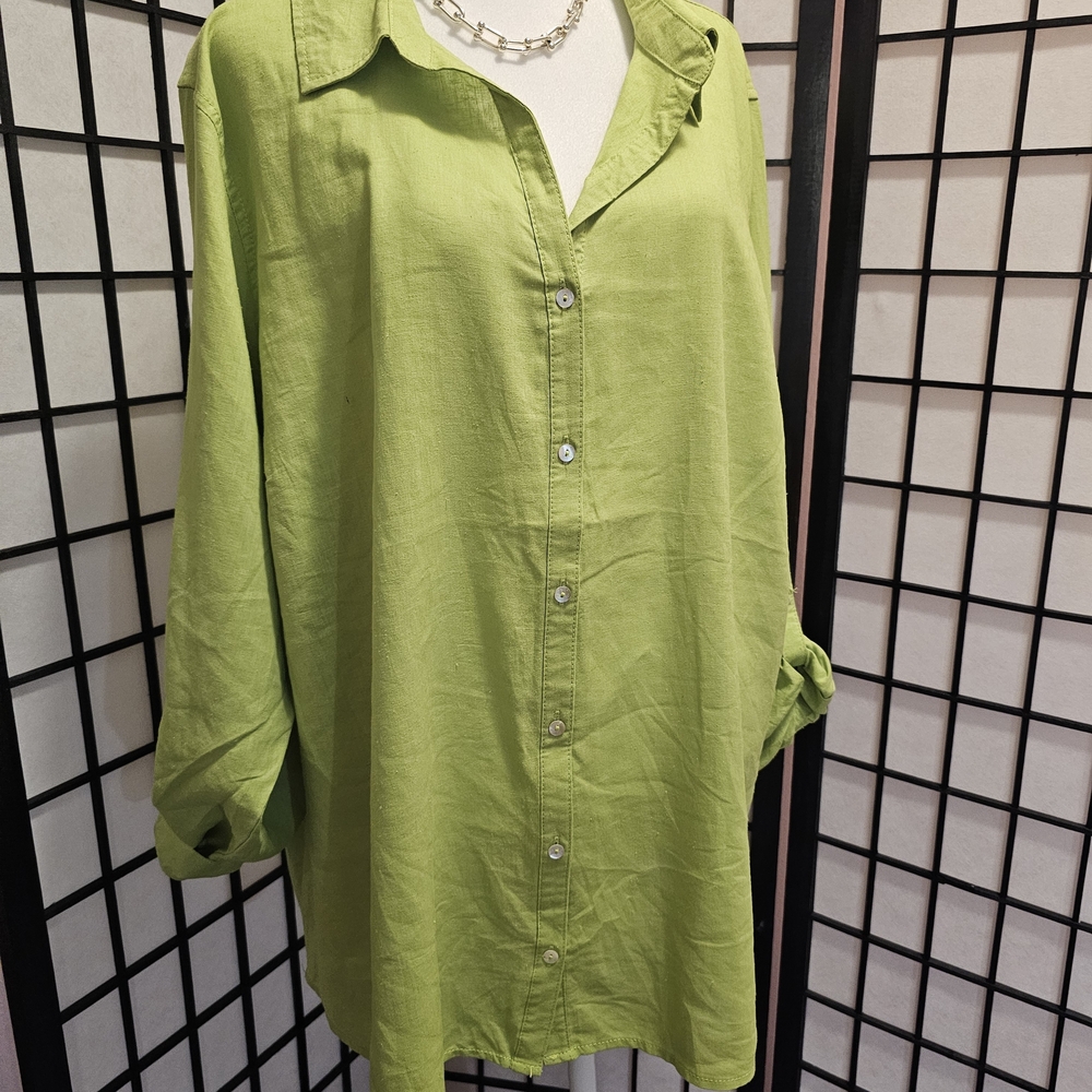 Lime Green Button-Up Women's Top